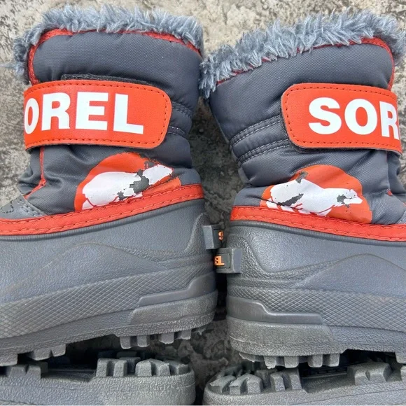 SOREL Toddler Winter Boots | Waterproof Winter Snow Boots | Grey Orange | Size 7 - Picture 8 of 16